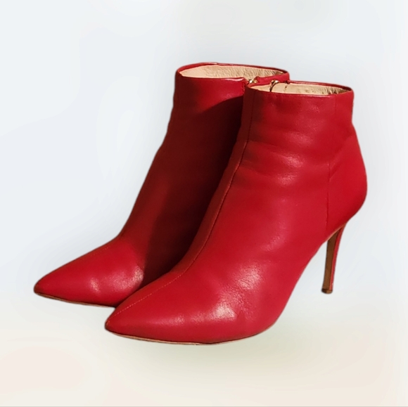 Women Vintage Leather Red Ankle Booties By Louis et Cie Size US 9M/EU 40 - Picture 3 of 11